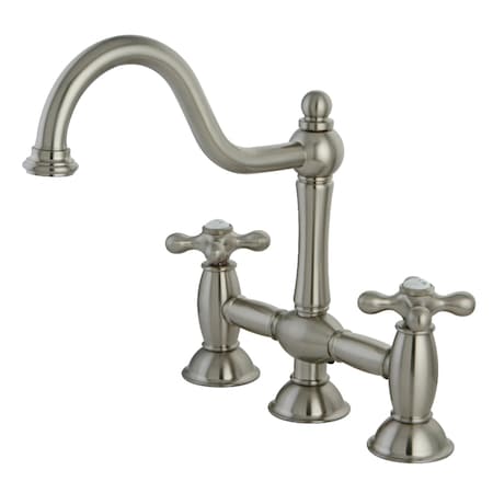 Kingston Brass KS3788AX Restoration Bridge Kitchen Faucet, Brushed Nickel KS3788AX